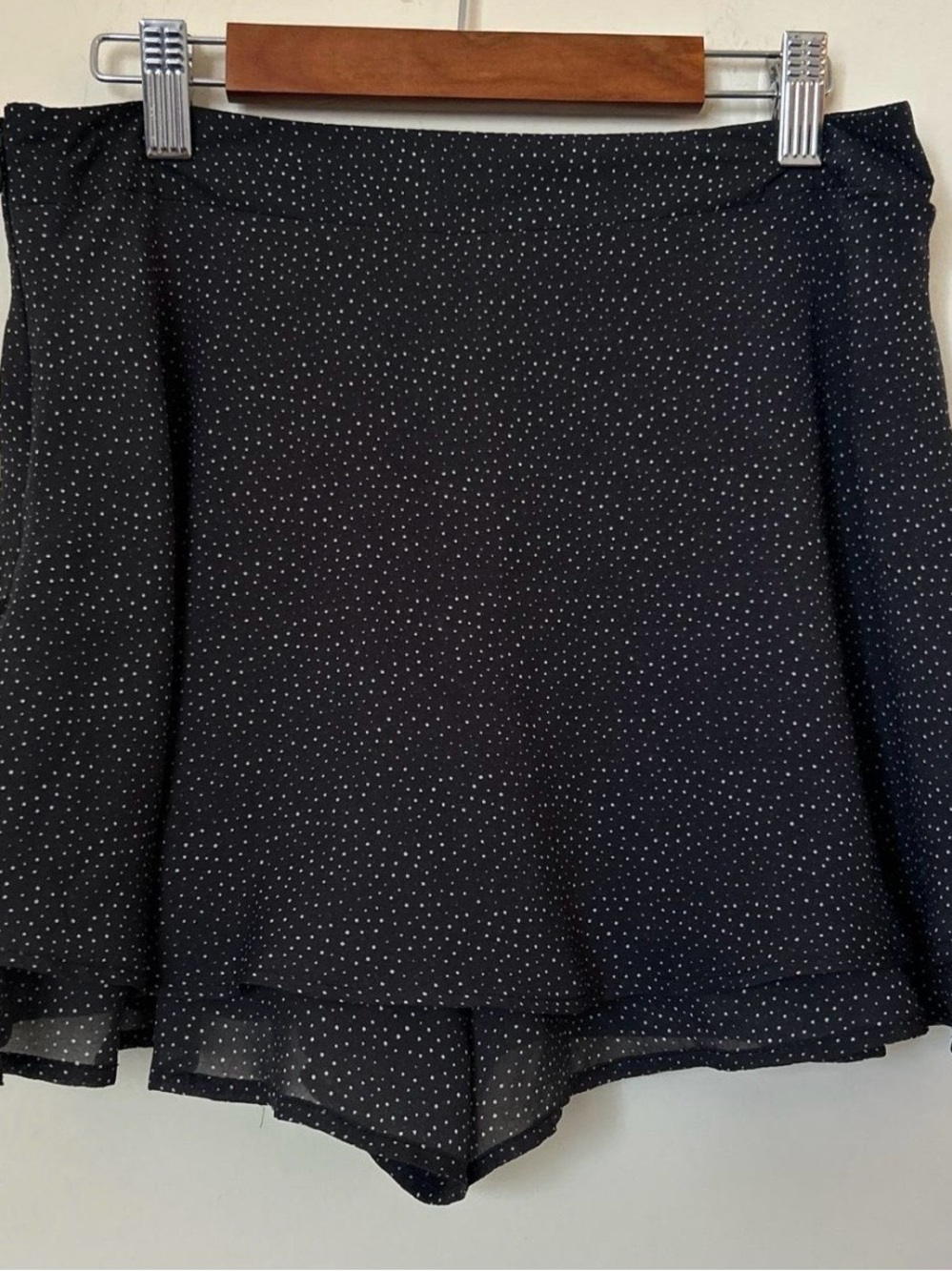 Black and white Polka Dot Chiffon type fabric Mini Skort